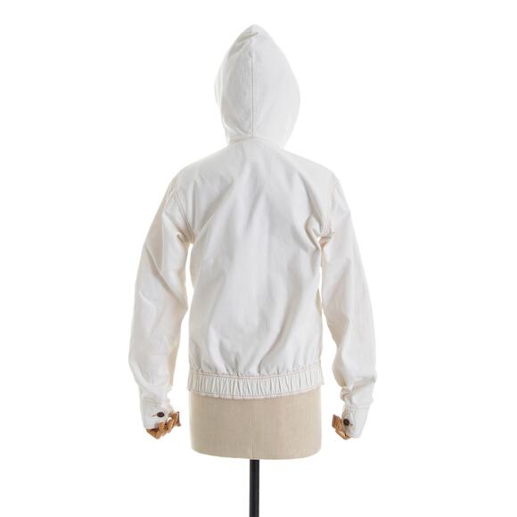 Vintage 1970s Jacket 70s LEVIS Orange Tab White Cotton Denim Hooded Zip Up Boho - Picture 4 of 10